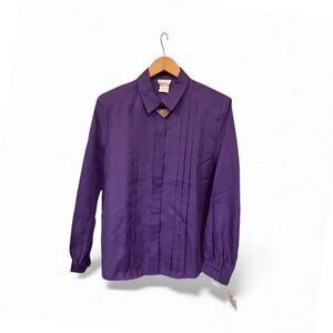 Nwt vtg 90s Lauren Lee Shirt Maximalist Purple Mob Wife blouse 16 Fits Like A M